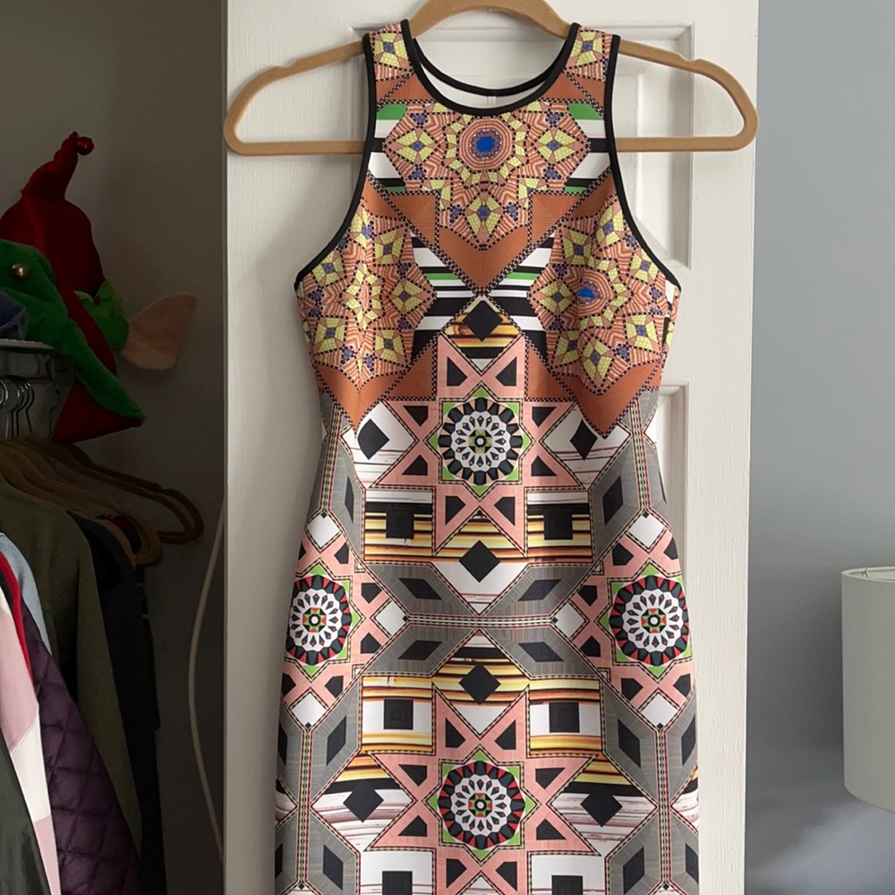 Gorgeous multicolor patterned bandage dress